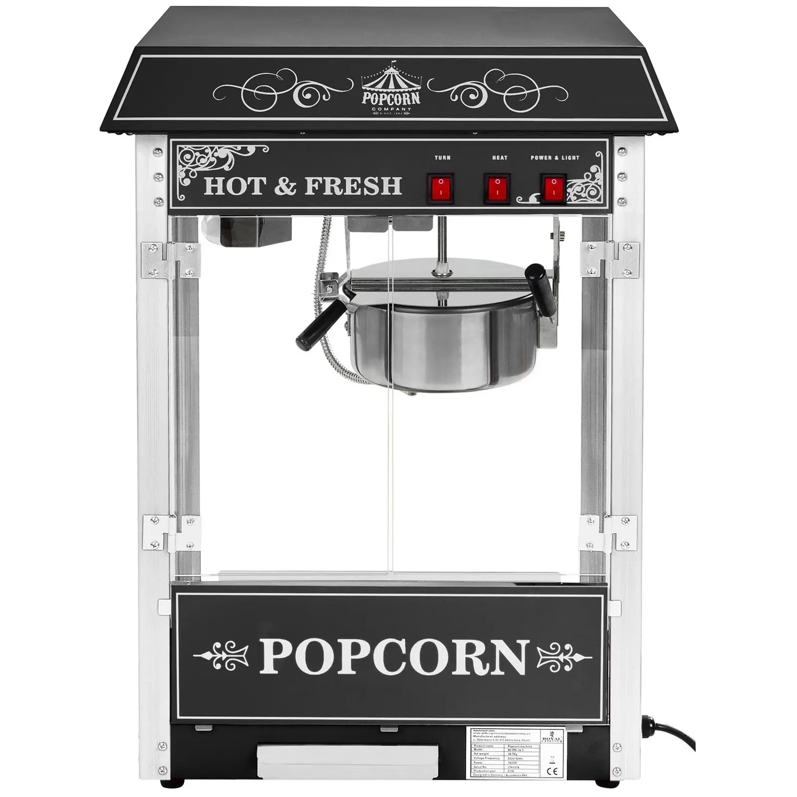 Macchina per popcorn nera - Design americano