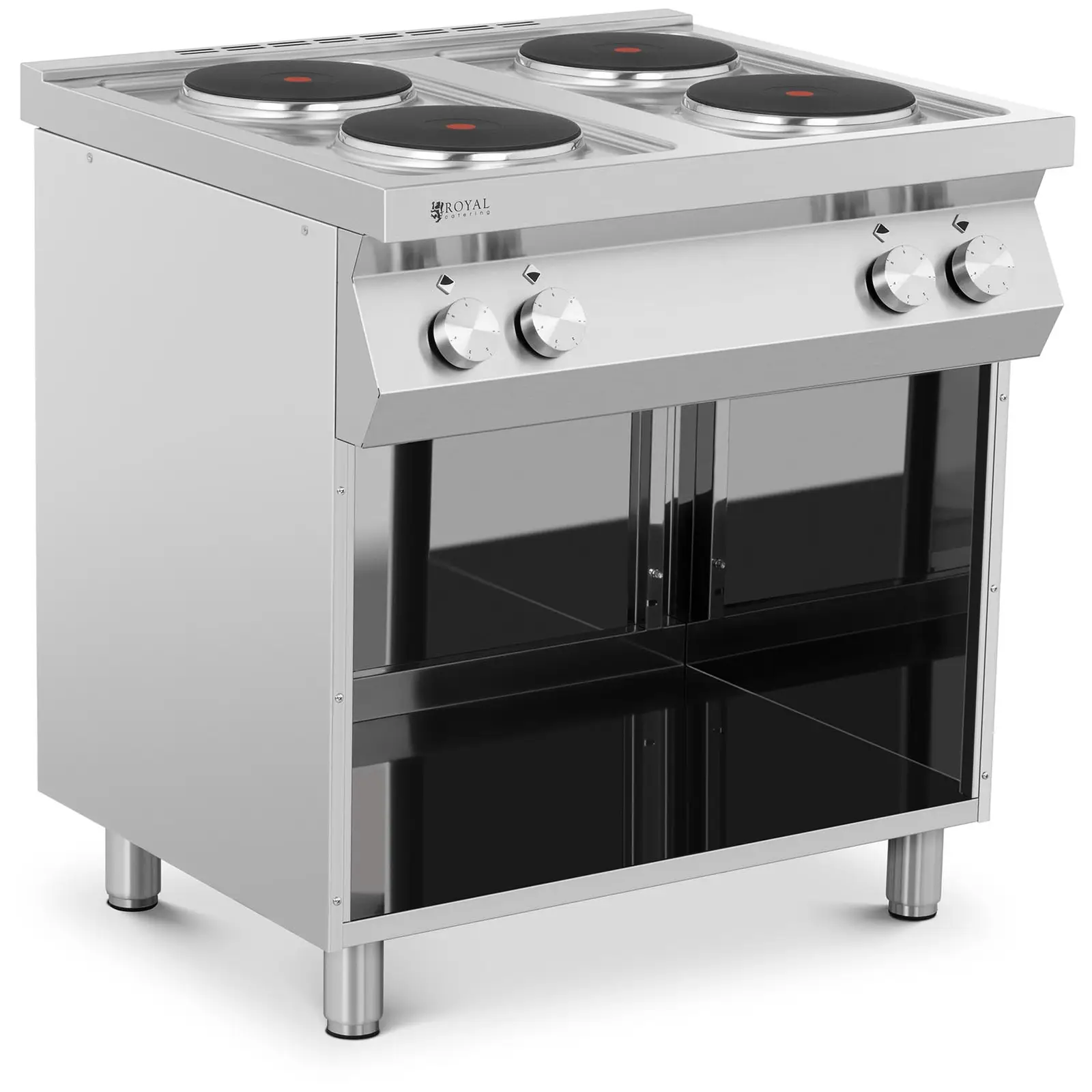 Cucina elettrica professionale - 10.400 W - Piano cottura con 4 fornelli - Con mobiletto