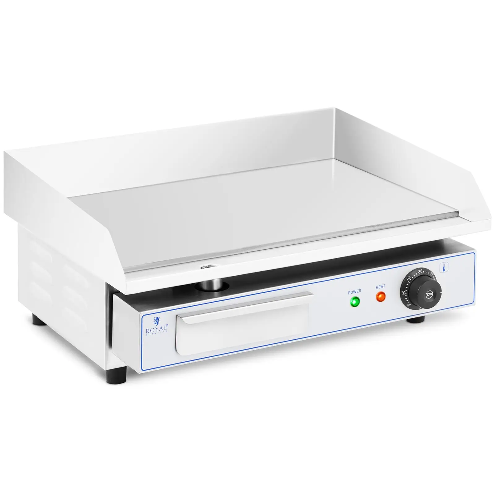 Fry top elettrico - Piastra liscia in acciaio inox - 550 x 400 mm - Royal Catering - Flat - 3,000 W