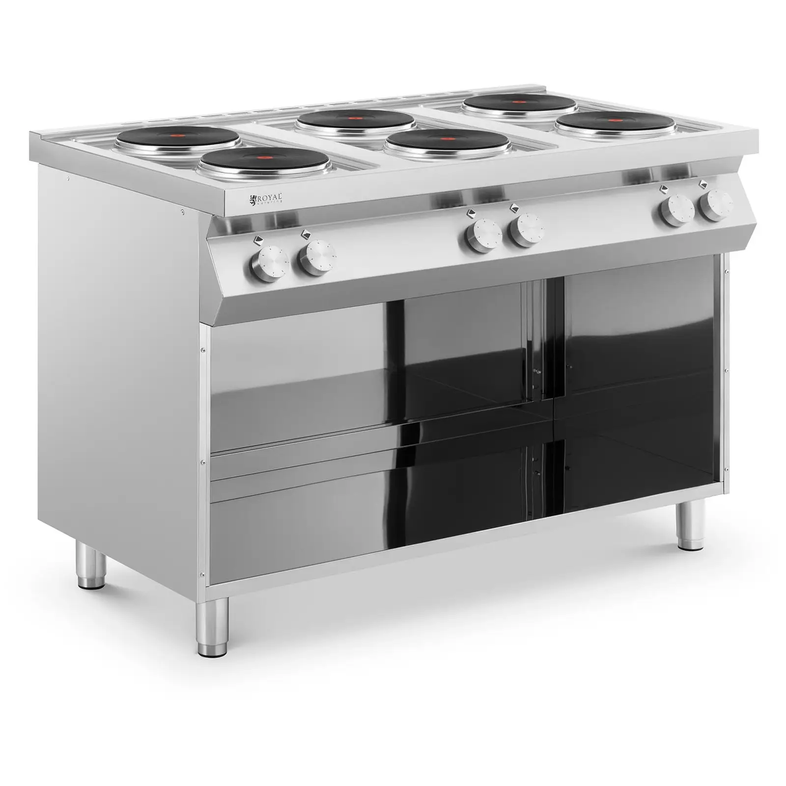 Cucina elettrica professionale - 15600 W - Piano - cottura con 6 fornelli - Armadietto - Royal Catering