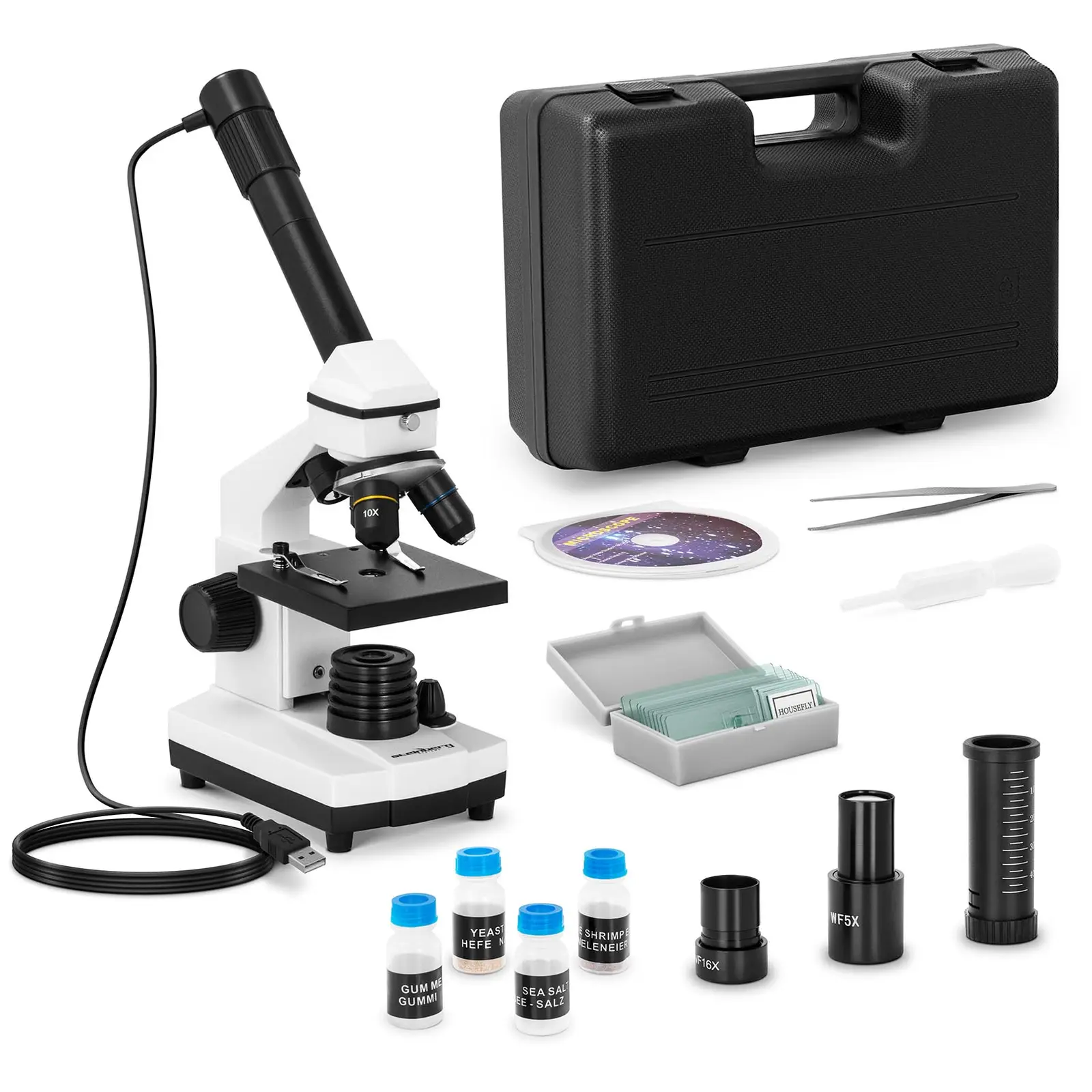 Microscopio ottico - Da 20 a 1.280 volte - Fotocamera 10 MP - LED - Accessori inclusi
