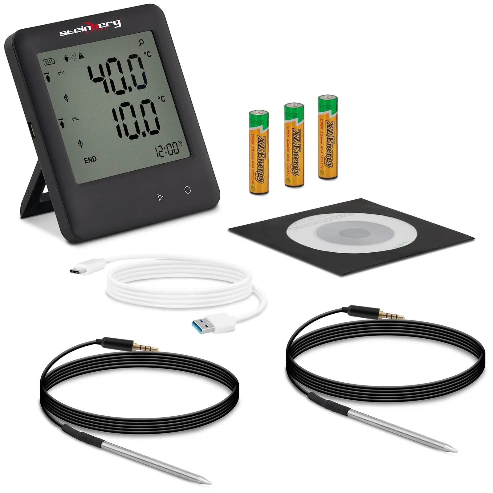 Data logger temperatura - LCD - Da -200 a +250 °C - 2 sensori esterni