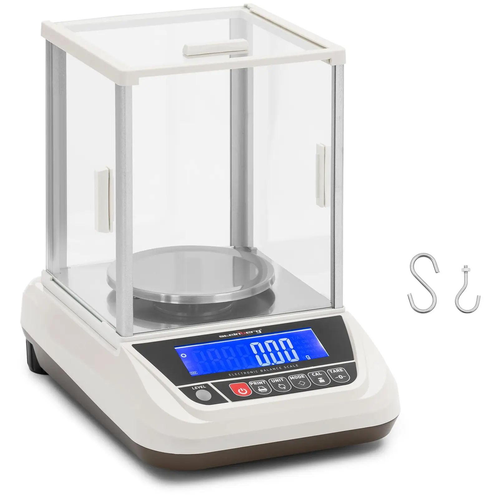 Bilancia di precisione - 2.000 g / 0,01 g - Ø 130 mm - LCD - Protezione dal vento in vetro