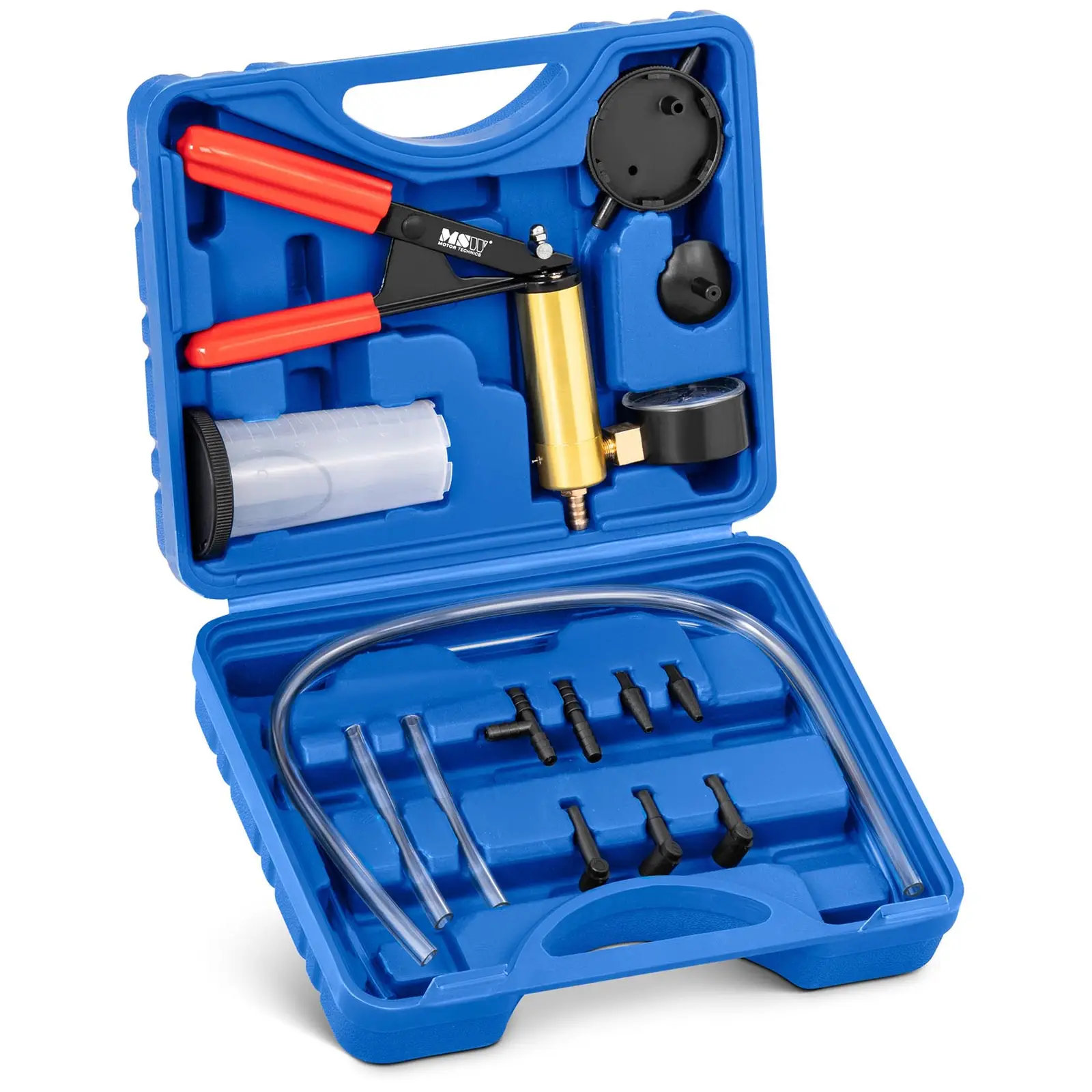 Kit Tester del vuoto e spurgo freni - 15 pezzi - Plastica (PVC, PP)/acciaio al carbonio