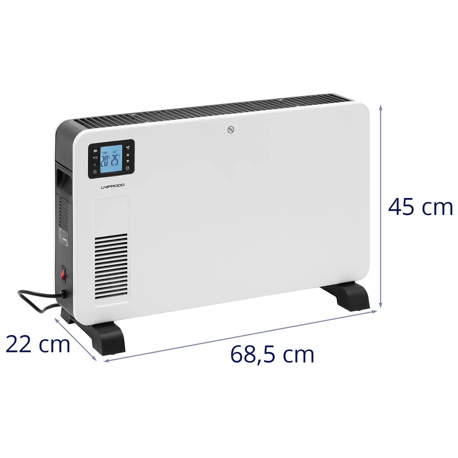 Termoconvettore elettrico - Per 25 m² - 2300 W - Timer - LCD
