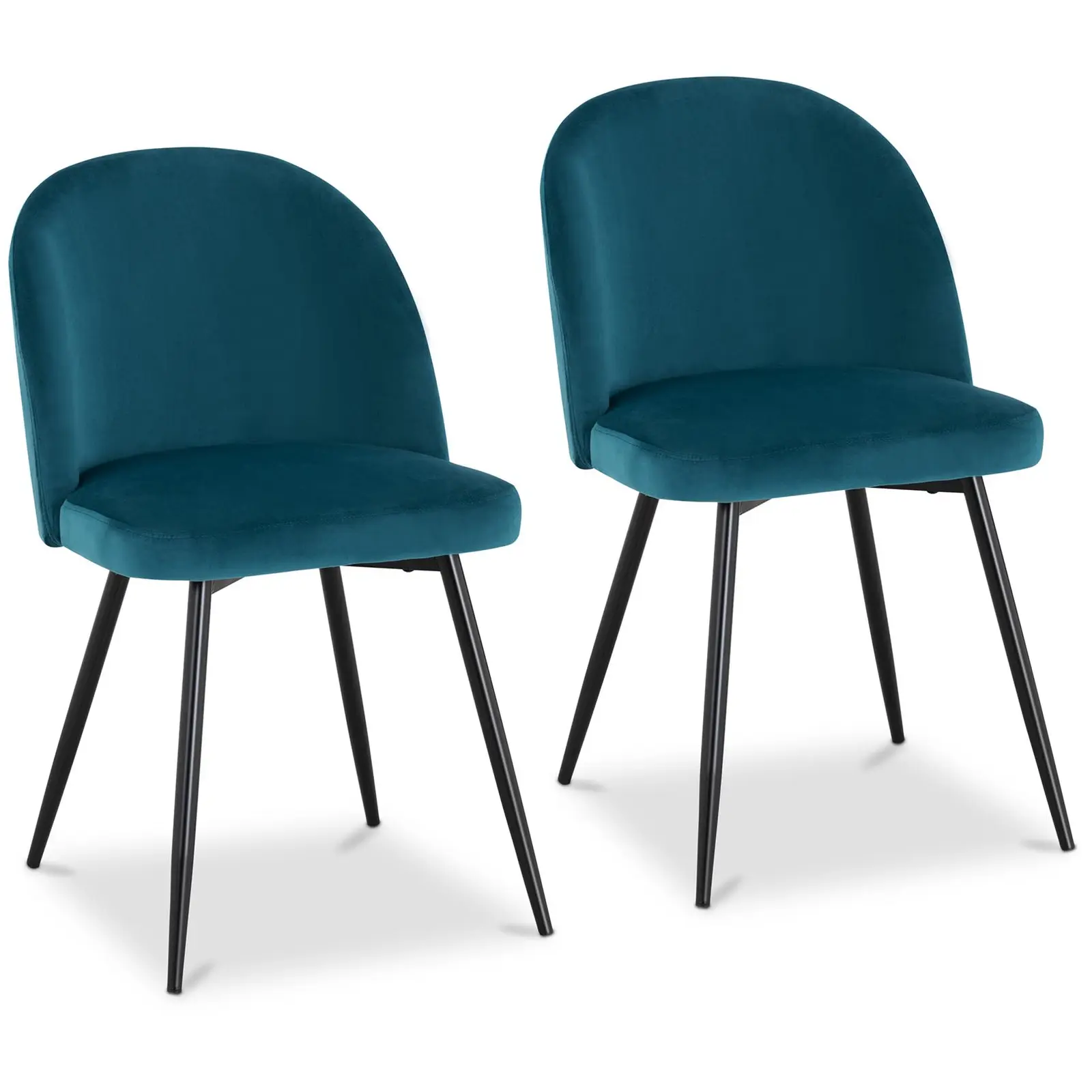 Sedie imbottite con gambe in metallo - Set da 2 - Fino a 150 kg - Superficie di seduta di 48 x 41,5 cm - Turchese
